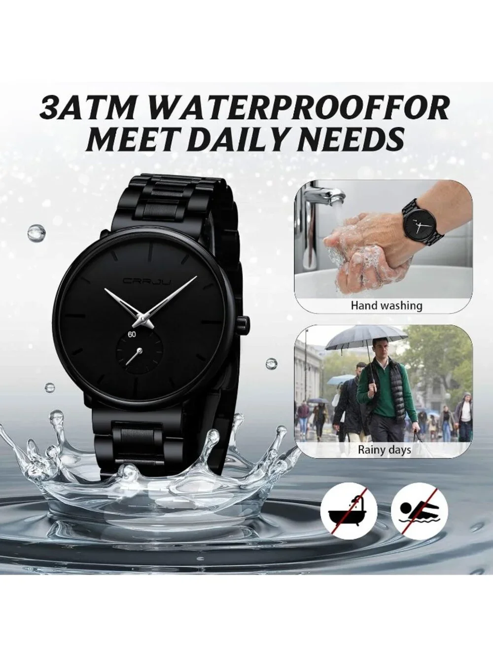 Unisex Silver Ultra-Thin Minimalist Waterproof Stainless Steel Band Wrist Watch